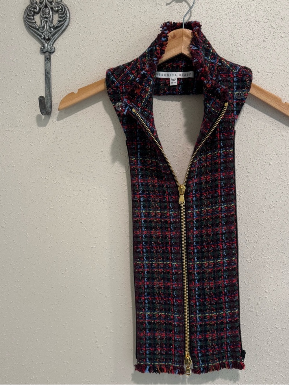 Veronica Beard Multi-Color Tweed Zip-Front Dickey